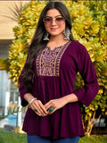 Embroidery Work Short Tops for Office and Regular Wear