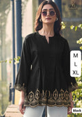 Trending Short length Kurti with pleated pattern and Embroidery Work
